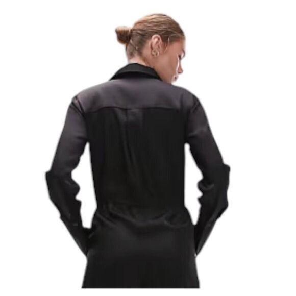 Topshop Cargo Wide-Leg Zip-Front Jumpsuit in Black, 8 - Picture 4 of 12